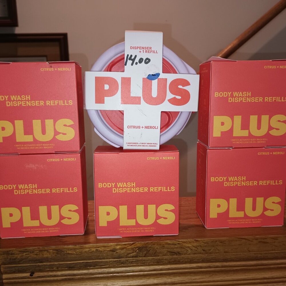 NEW Plus Body Wash Roll Dispenser + 5 Refill Pack Citrus + Neroli (Lot of 6)